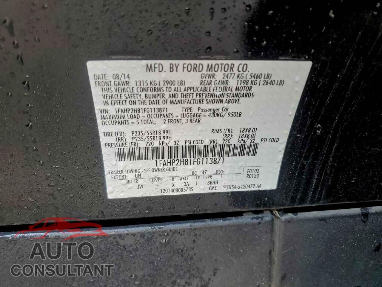 FORD TAURUS 2015 - 1FAHP2H81FG113871