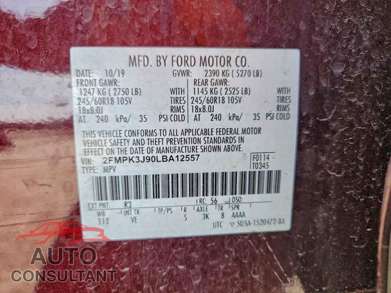 FORD EDGE 2020 - 2FMPK3J90LBA12557