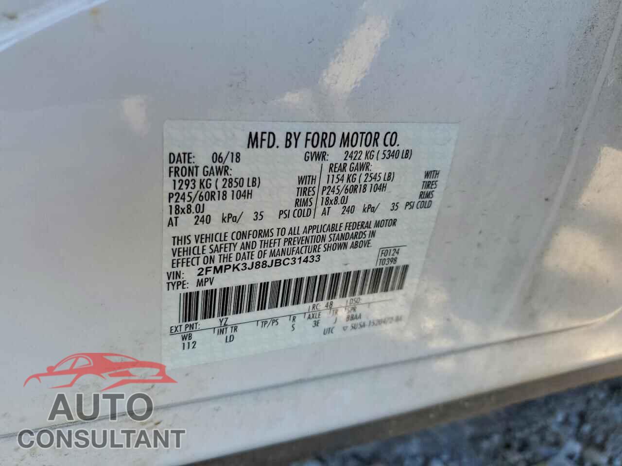 FORD EDGE 2018 - 2FMPK3J88JBC31433