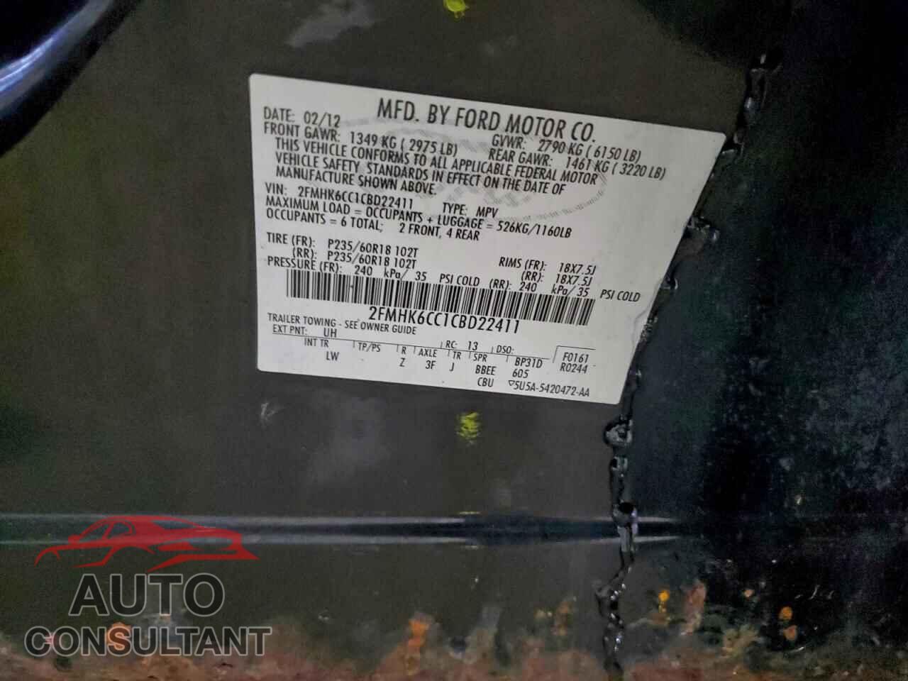 FORD FLEX 2012 - 2FMHK6CC1CBD22411