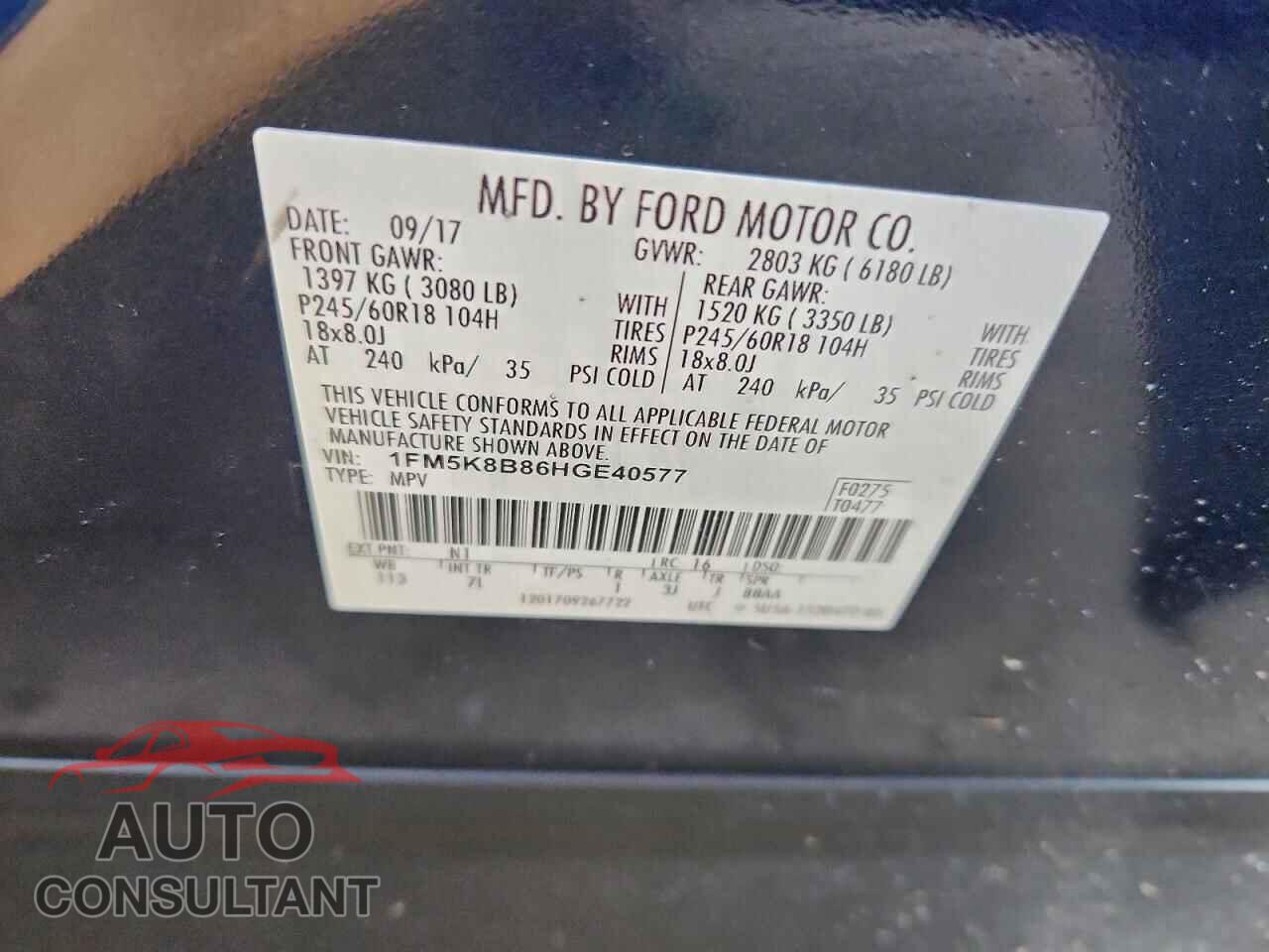 FORD EXPLORER 2017 - 1FM5K8B86HGE40577