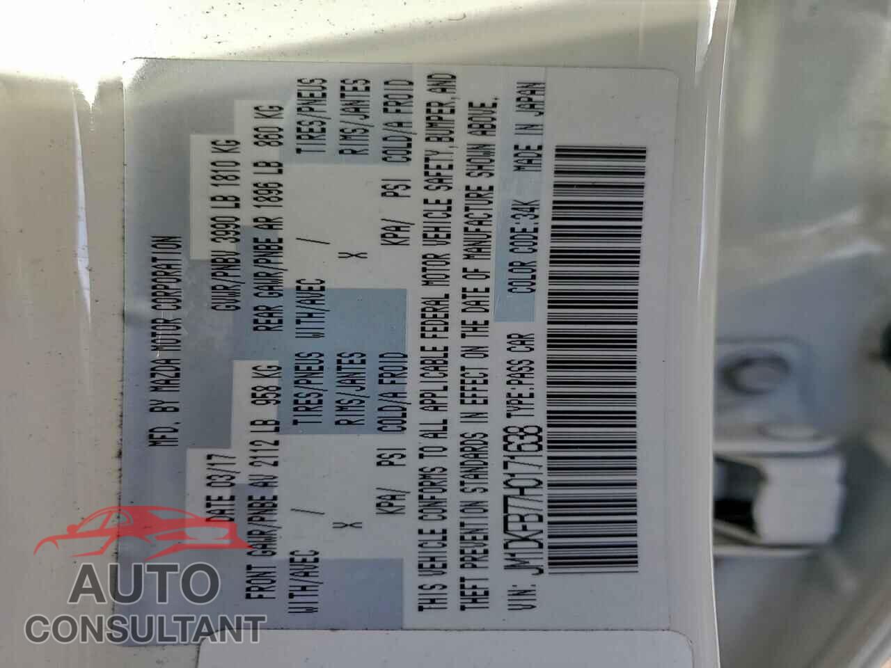 MAZDA CX-3 2017 - JM1DKFB77H0171638