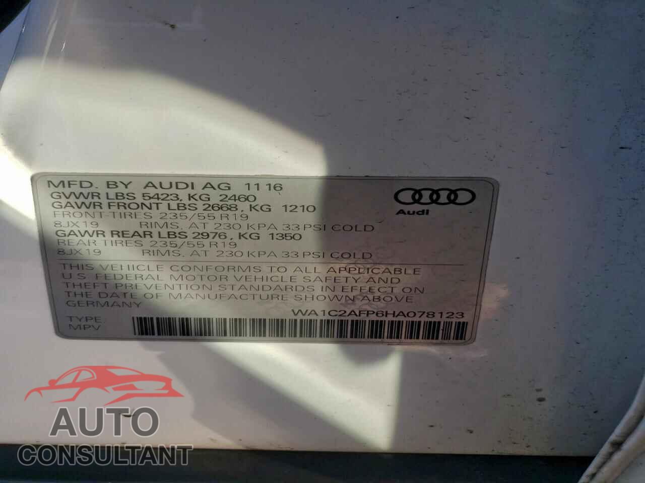 AUDI Q5 2017 - WA1C2AFP6HA078123