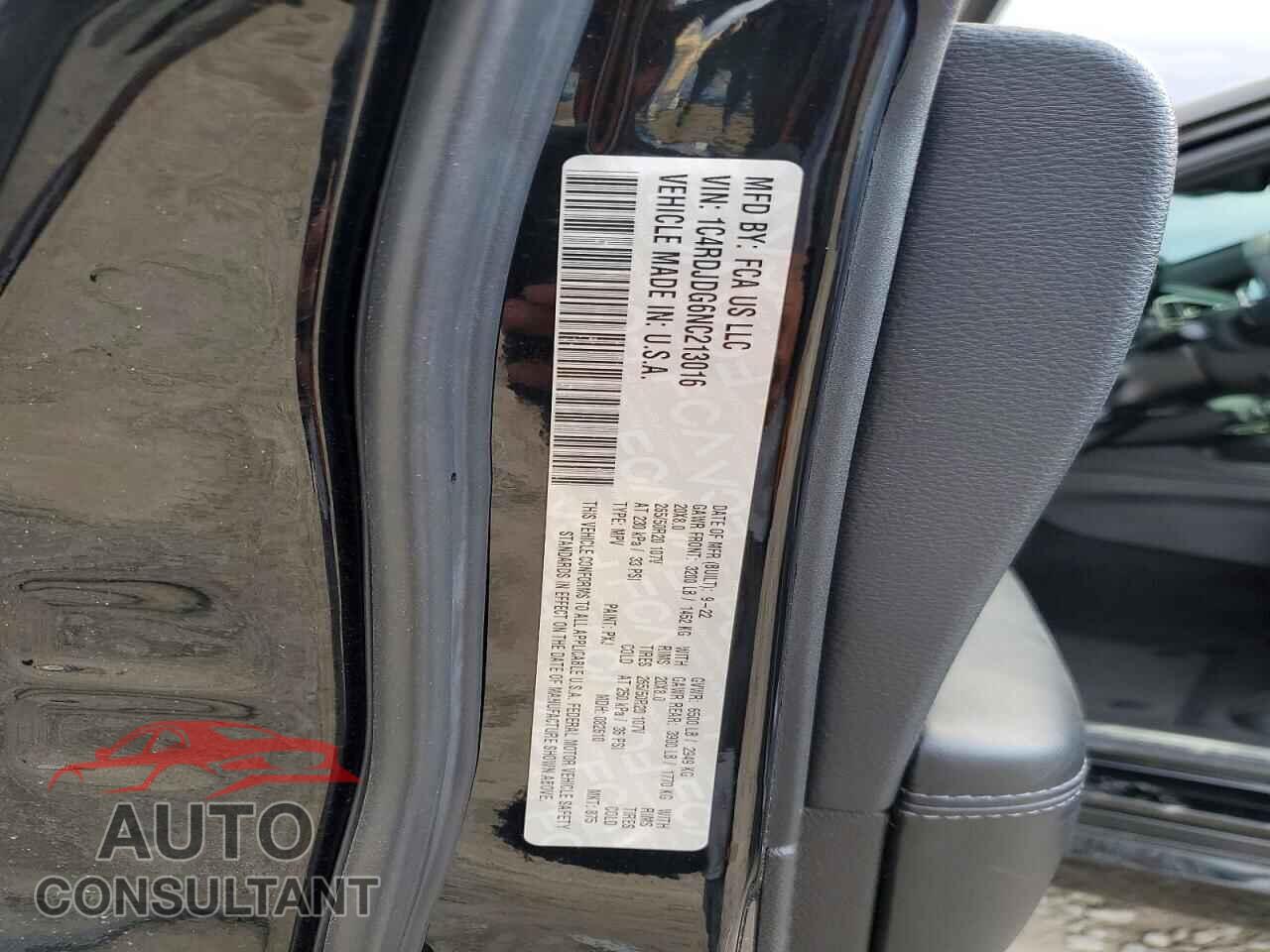 DODGE DURANGO 2022 - 1C4RDJDG6NC213016