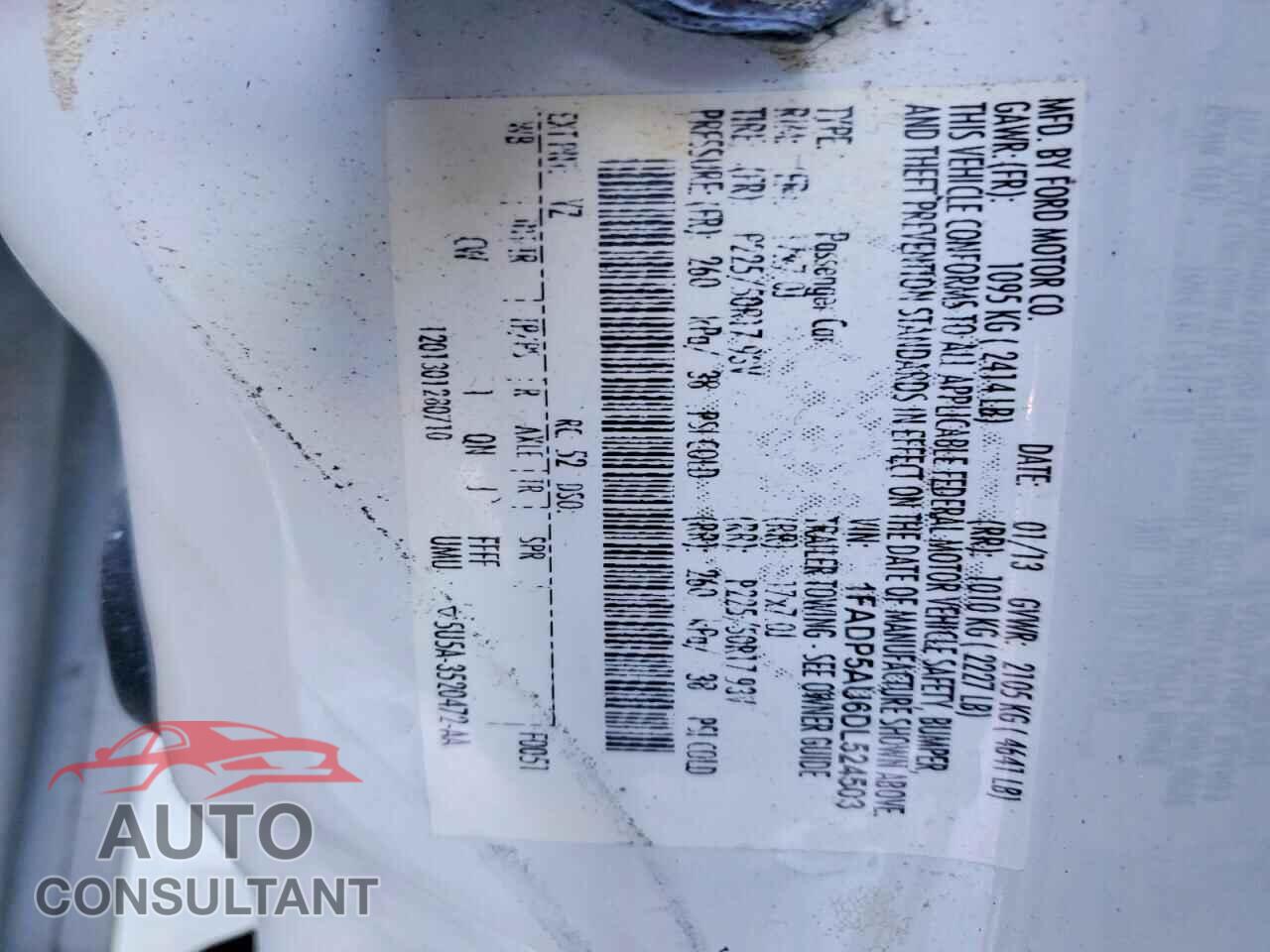 FORD CMAX 2013 - 1FADP5AU6DL524503