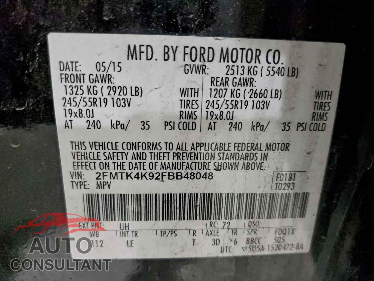 FORD EDGE 2015 - 2FMTK4K92FBB48048