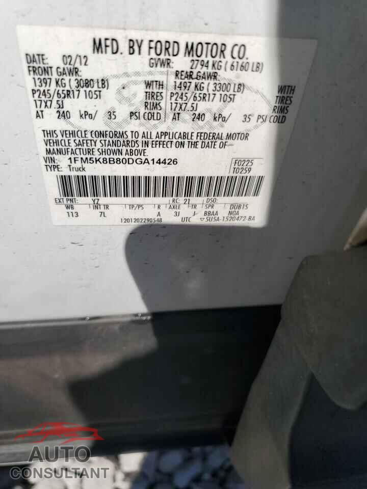 FORD EXPLORER 2013 - 1FM5K8B80DGA14426