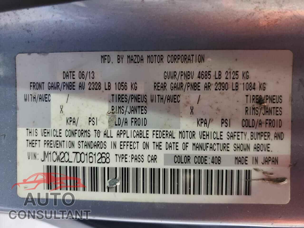 MAZDA 5 2013 - JM1CW2CL7D0161268