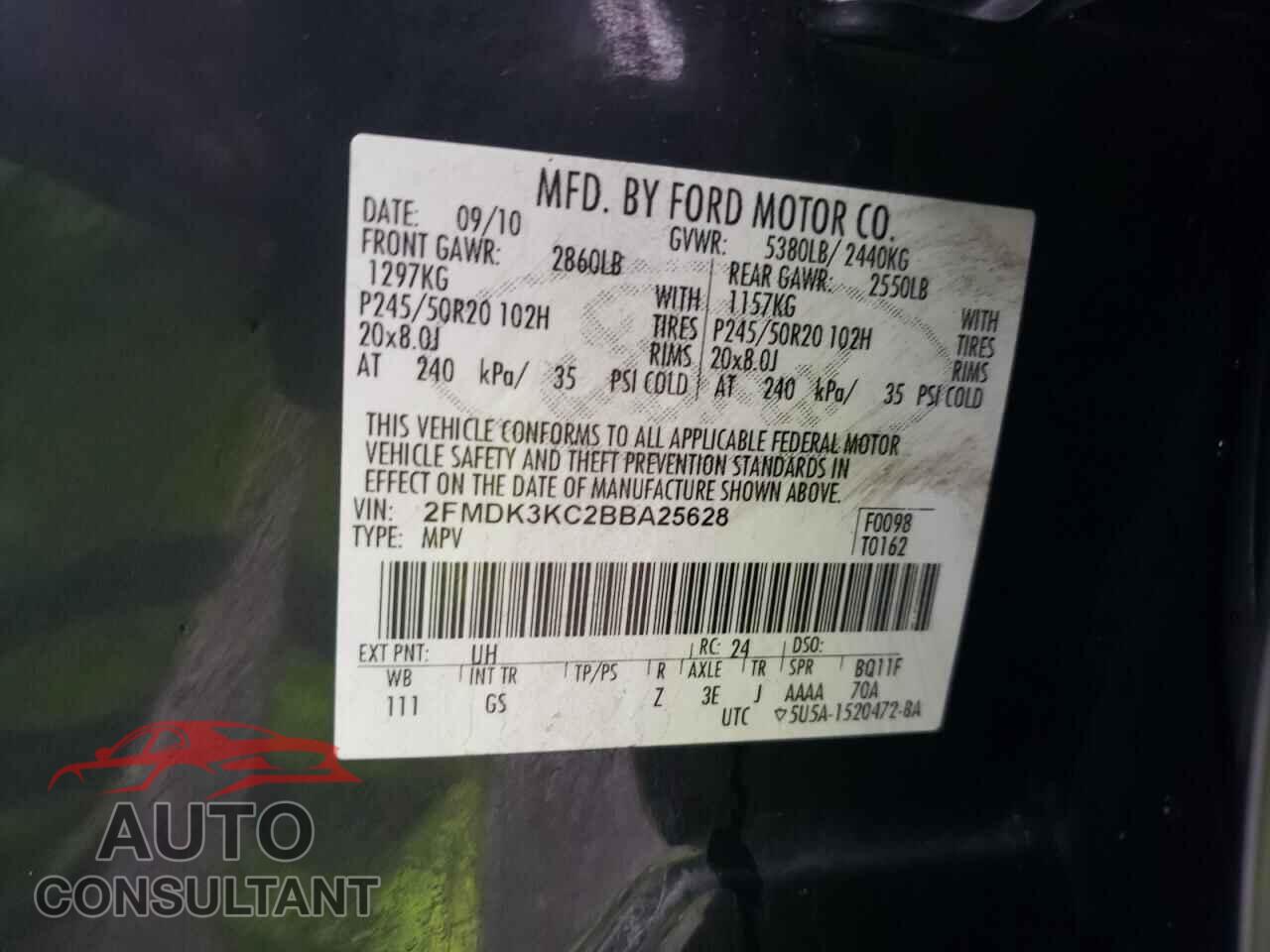 FORD EDGE 2011 - 2FMDK3KC2BBA25628