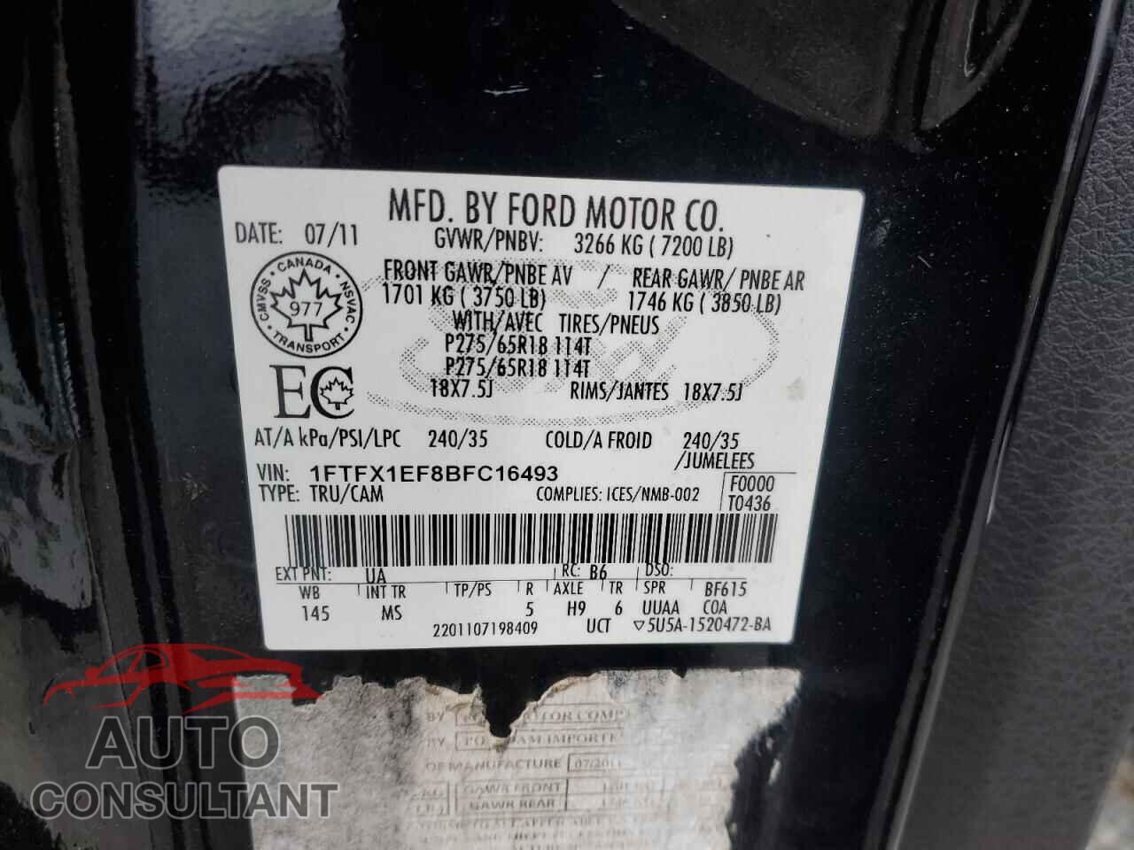 FORD F-150 2011 - 1FTFX1EF8BFC16493