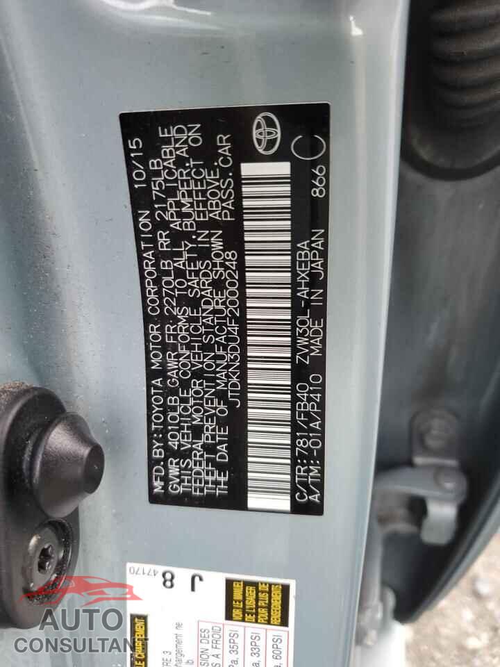 TOYOTA PRIUS 2015 - JTDKN3DU4F2000248
