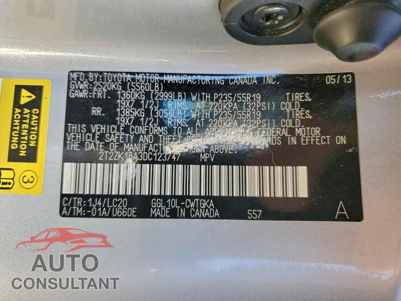 LEXUS RX350 2013 - 2T2ZK1BA3DC123747