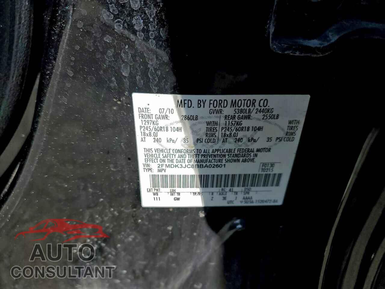 FORD EDGE 2011 - 2FMDK3JC8BBA02601