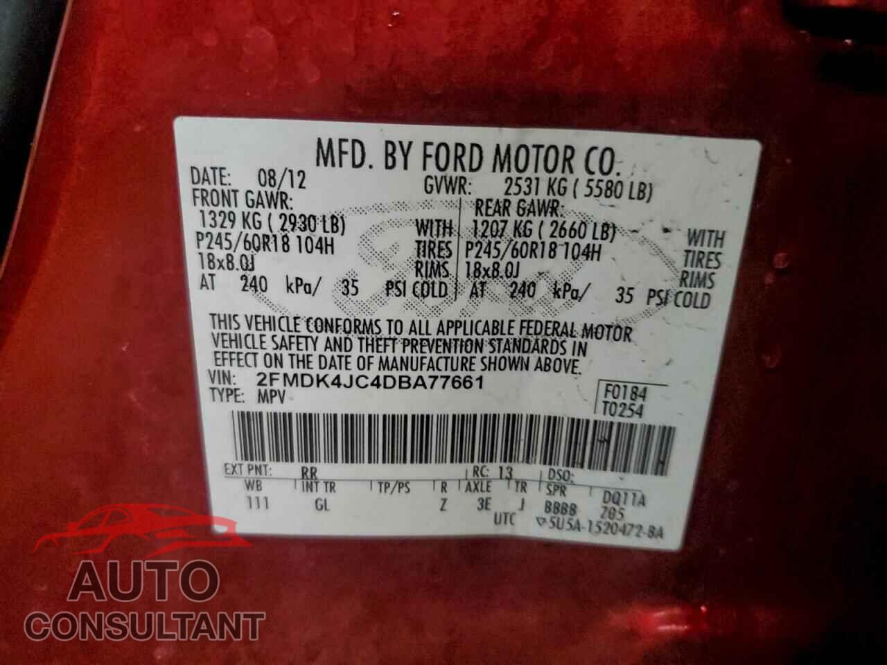 FORD EDGE 2013 - 2FMDK4JC4DBA77661