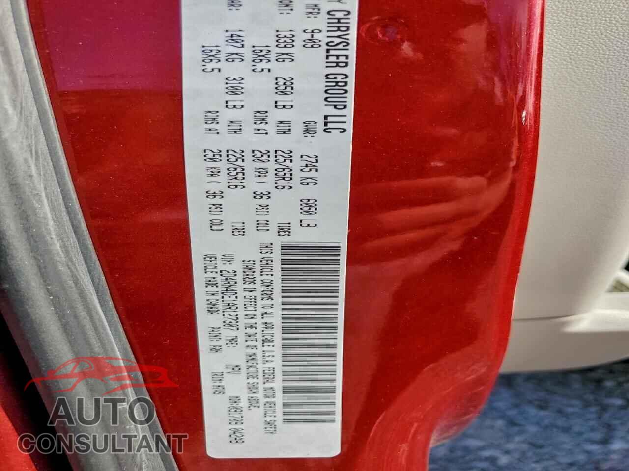 DODGE CARAVAN 2010 - 2D4RN4DE1AR127307