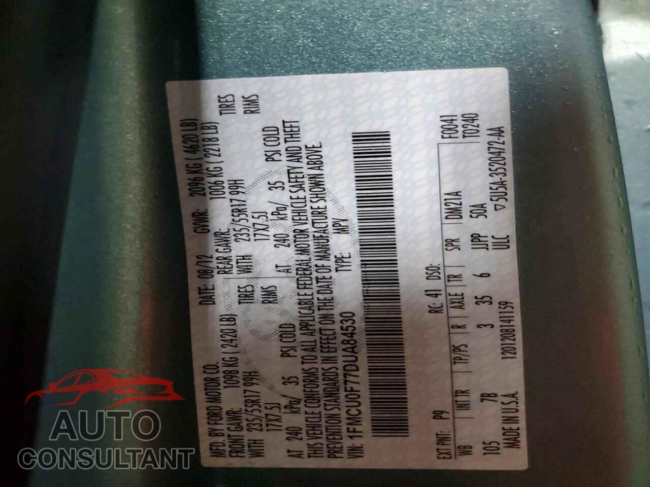 FORD ESCAPE 2013 - 1FMCU0F77DUA84530