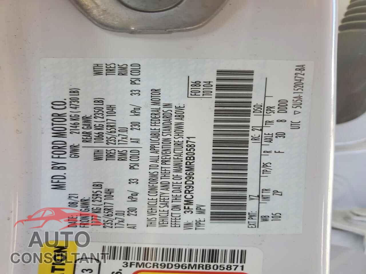 FORD BRONCO 2021 - 3FMCR9D96MRB05871