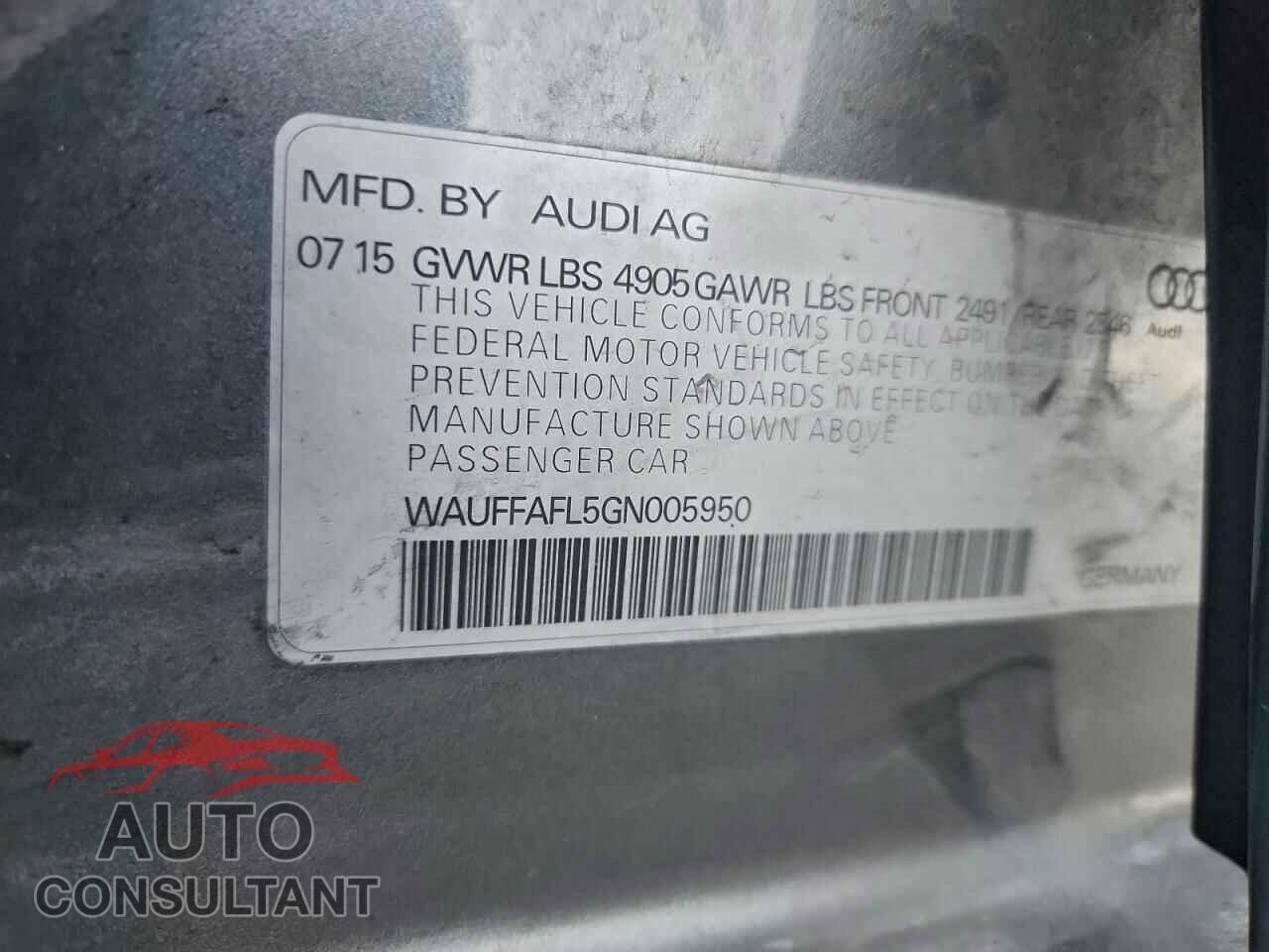 AUDI A4 2016 - WAUFFAFL5GN005950