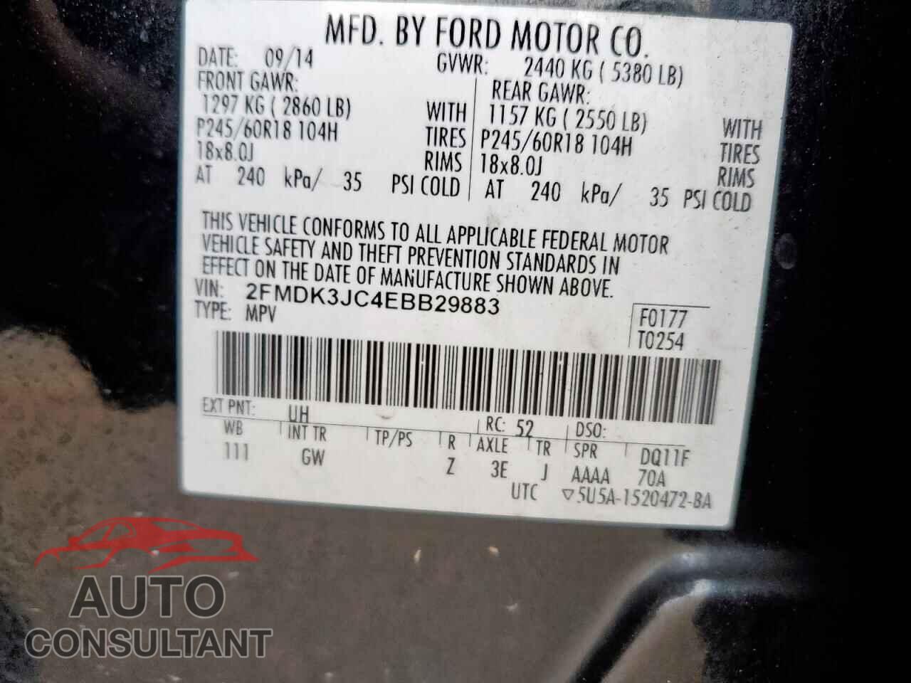 FORD EDGE 2014 - 2FMDK3JC4EBB29883