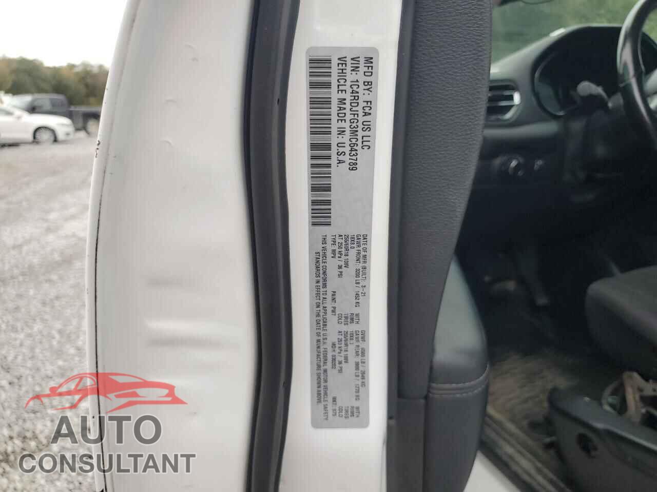 DODGE DURANGO 2021 - 1C4RDJFG3MC643789