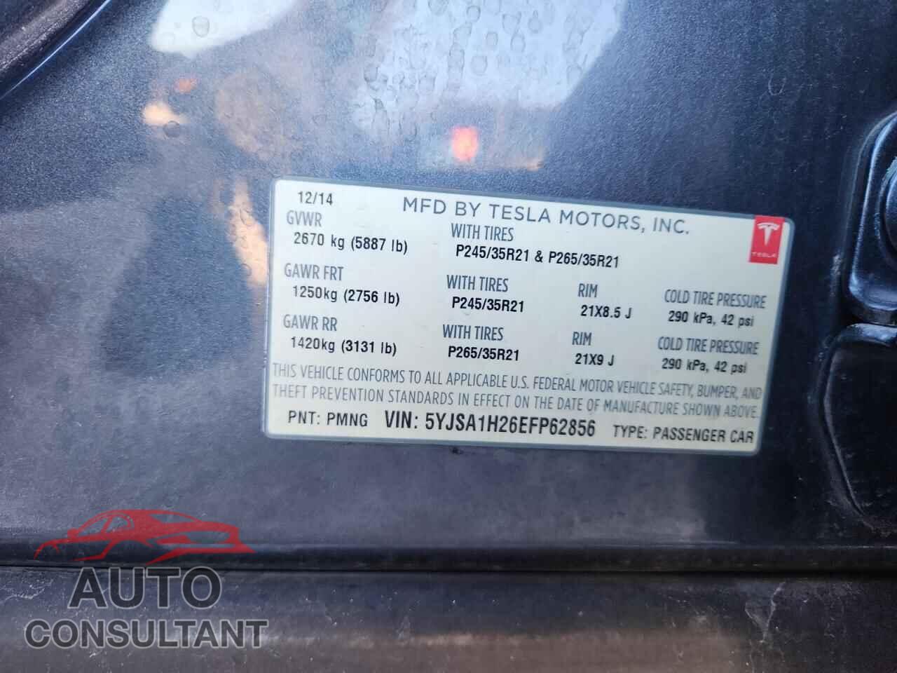 TESLA MODEL S 2014 - 5YJSA1H26EFP62856