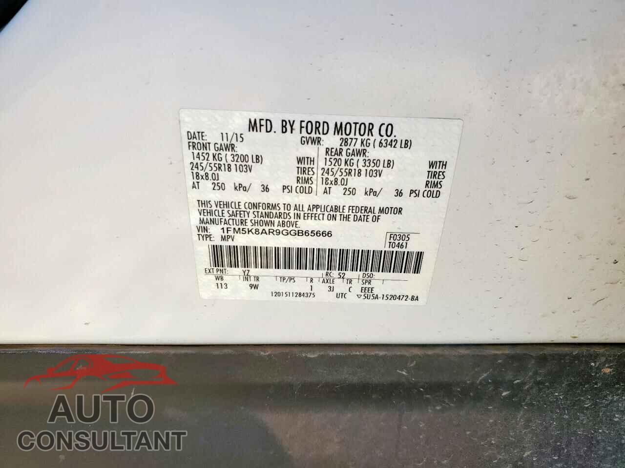FORD EXPLORER 2016 - 1FM5K8AR9GGB65666