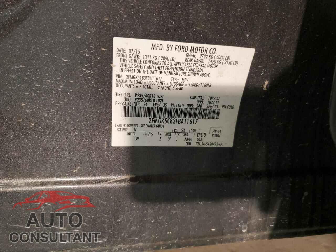 FORD FLEX 2015 - 2FMGK5C83FBA11617