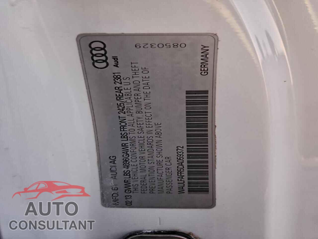AUDI A5 2013 - WAULFAFR5DA059372