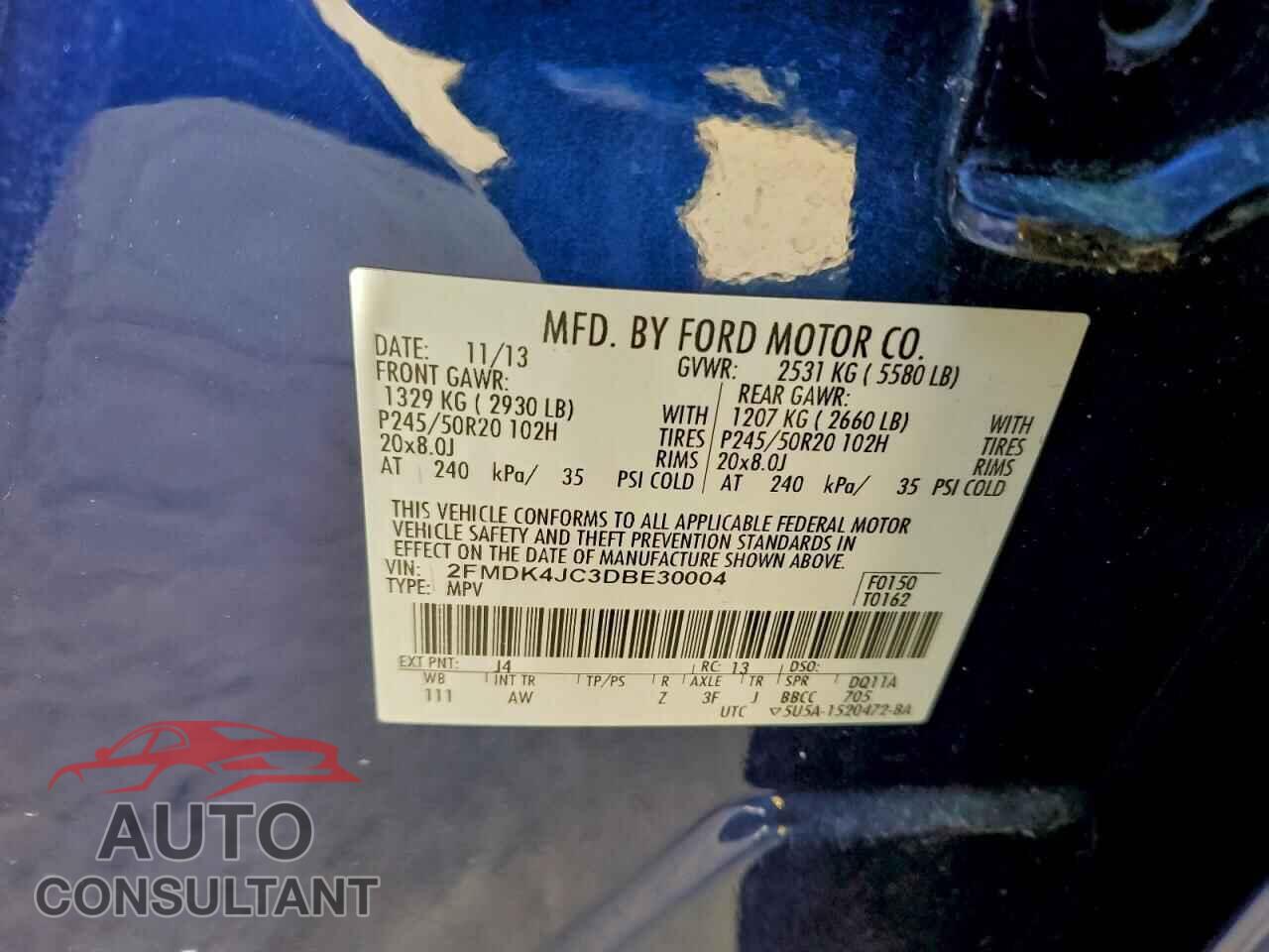 FORD EDGE 2013 - 2FMDK4JC3DBE30004