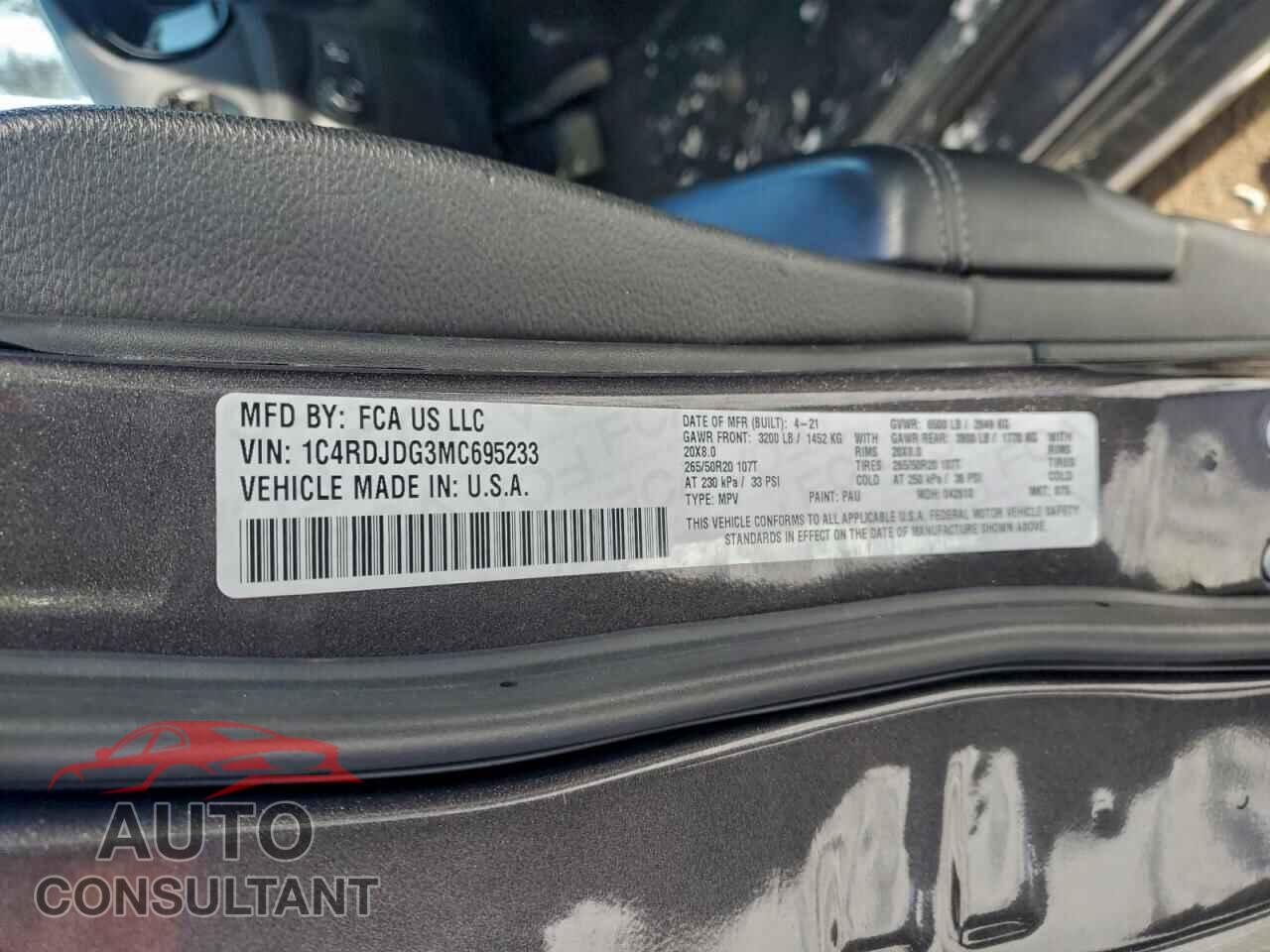 DODGE DURANGO 2021 - 1C4RDJDG3MC695233