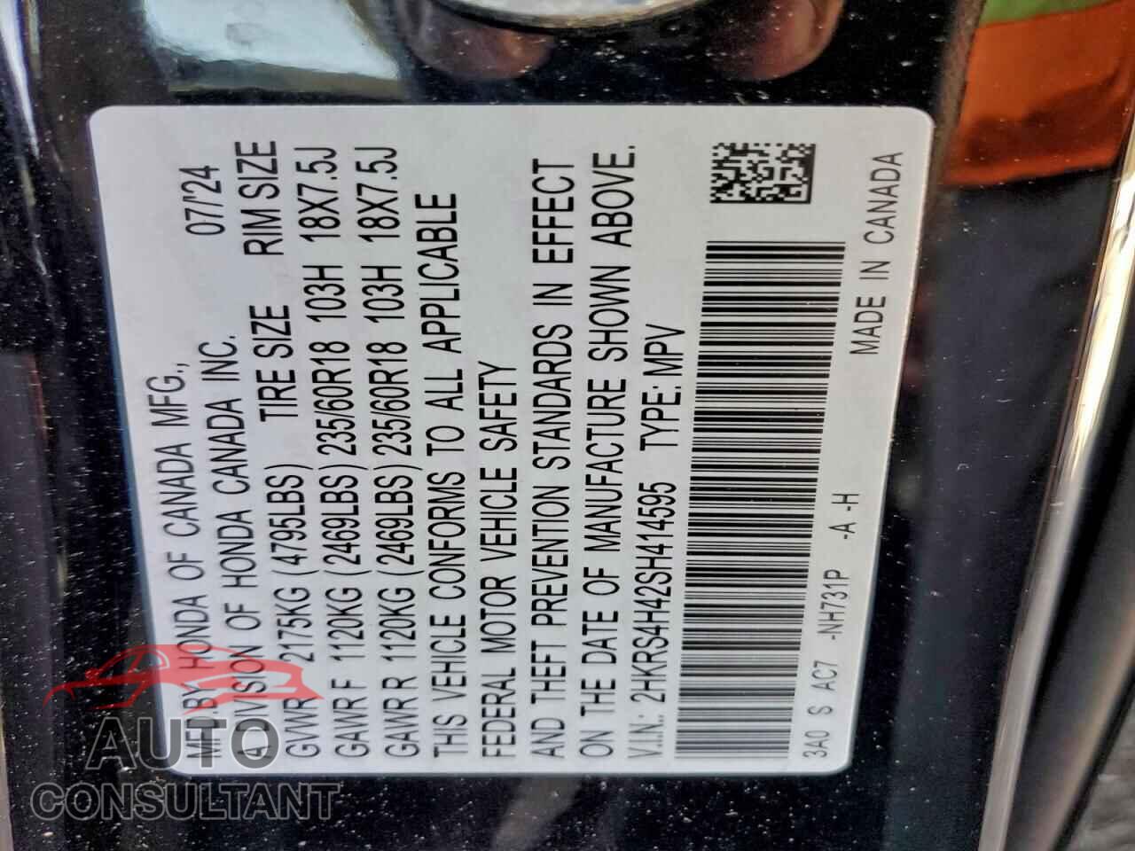 HONDA CRV 2025 - 2HKRS4H42SH414595