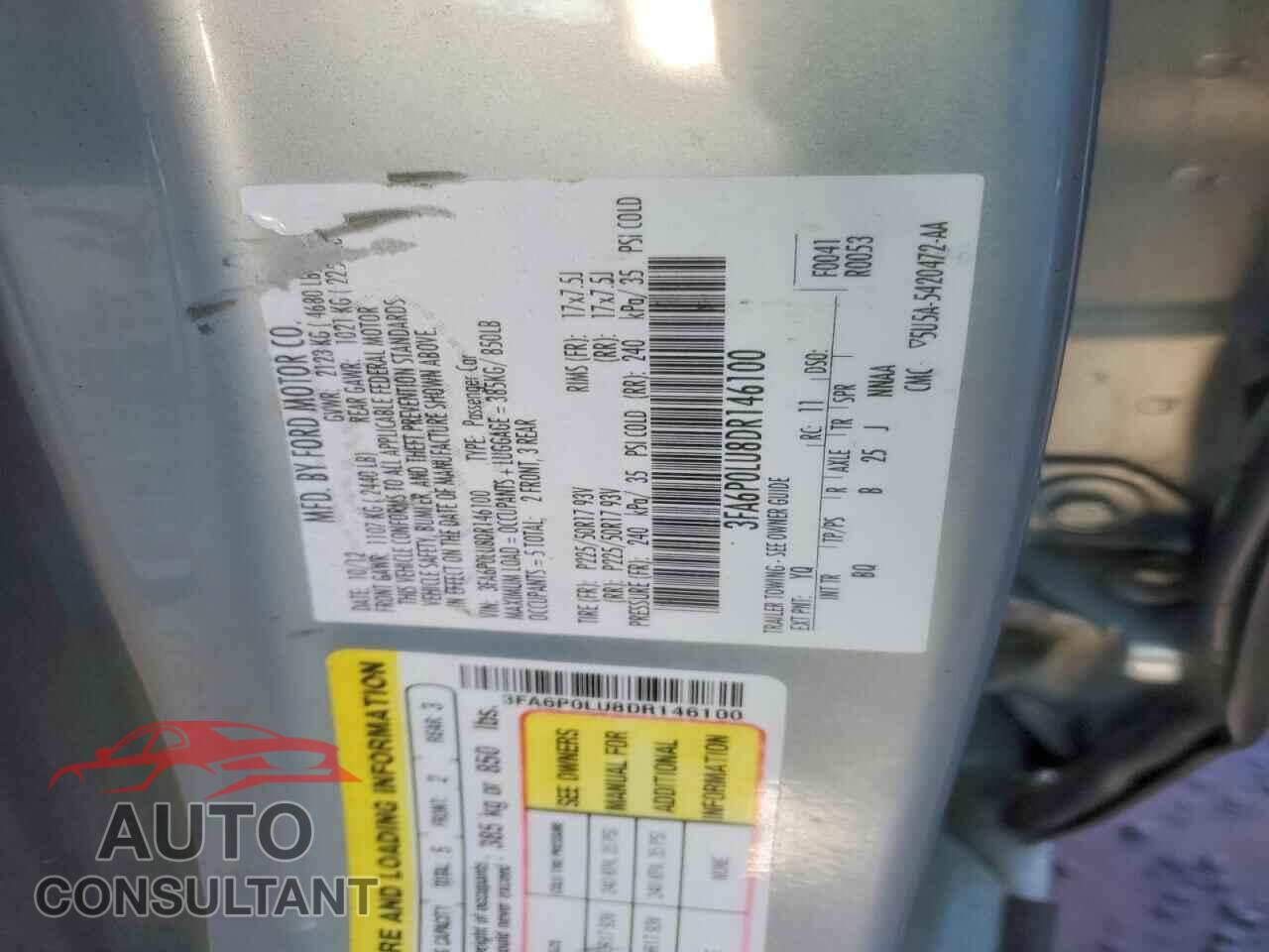 FORD FUSION 2013 - 3FA6P0LU8DR146100