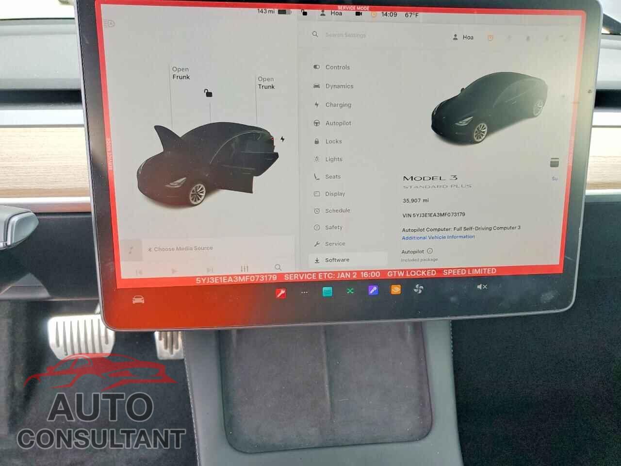 TESLA MODEL 3 2021 - 5YJ3E1EA3MF073179