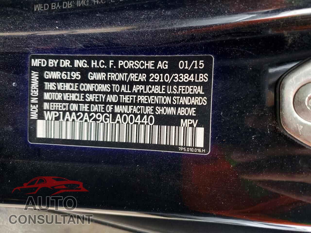 PORSCHE CAYENNE 2016 - WP1AA2A29GLA00440