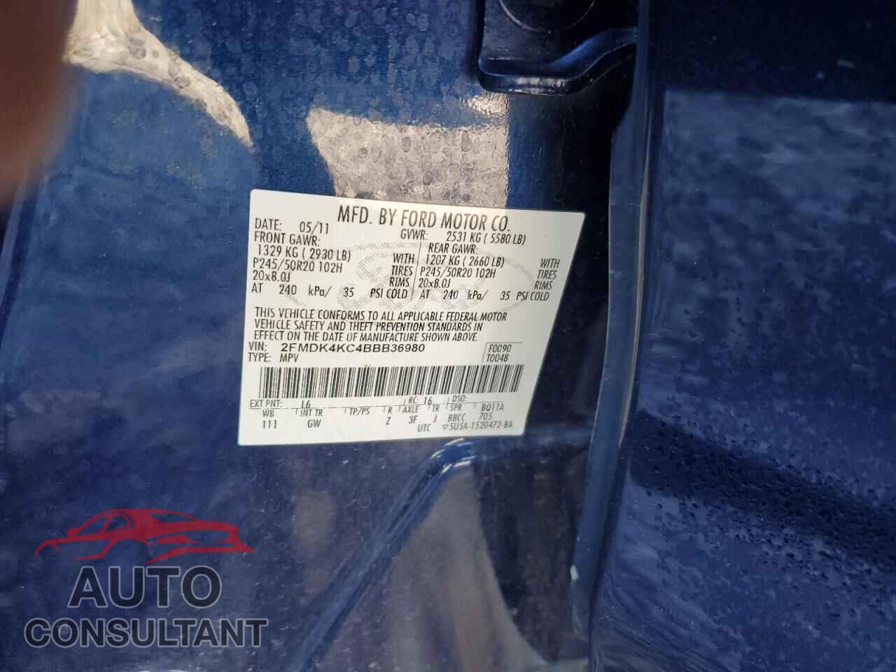 FORD EDGE 2011 - 2FMDK4KC4BBB36980