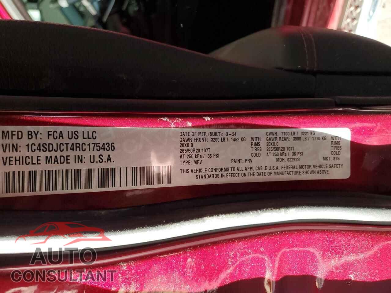 DODGE DURANGO 2024 - 1C4SDJCT4RC175436