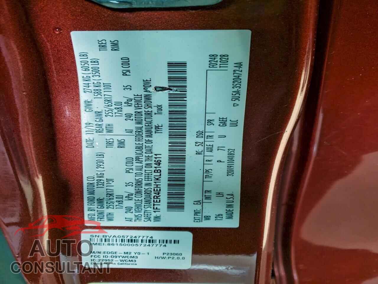 FORD RANGER 2019 - 1FTER4EH1KLB14611