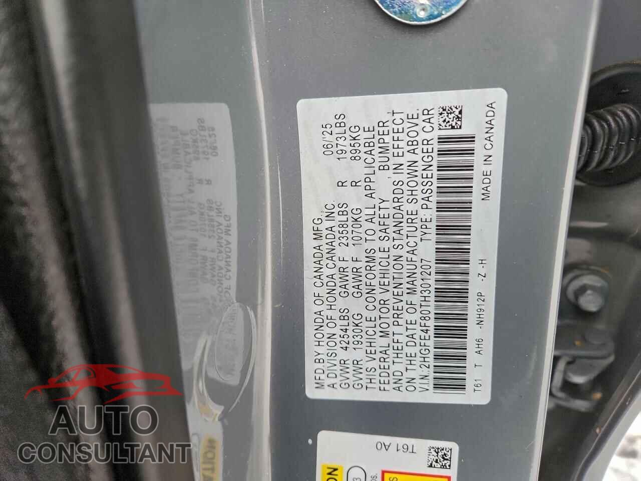 HONDA CIVIC 2026 - 2HGFE4F80TH301207