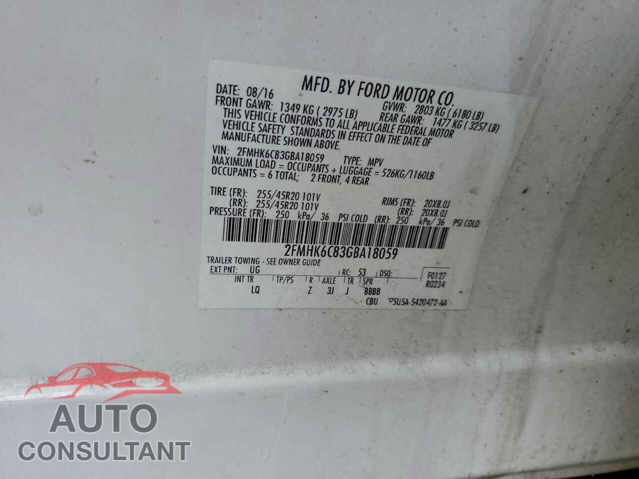 FORD FLEX 2016 - 2FMHK6C83GBA18059