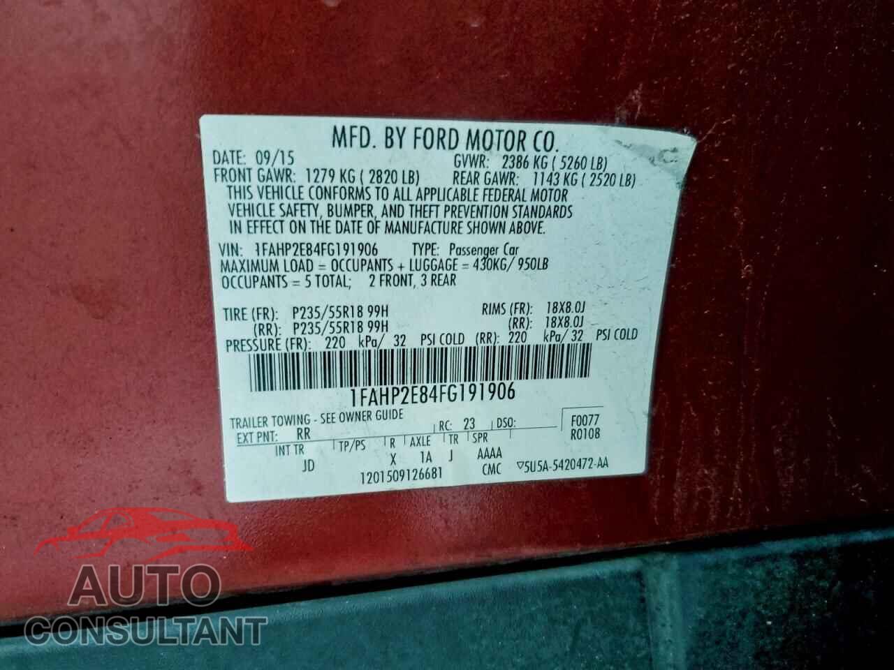 FORD TAURUS 2015 - 1FAHP2E84FG191906