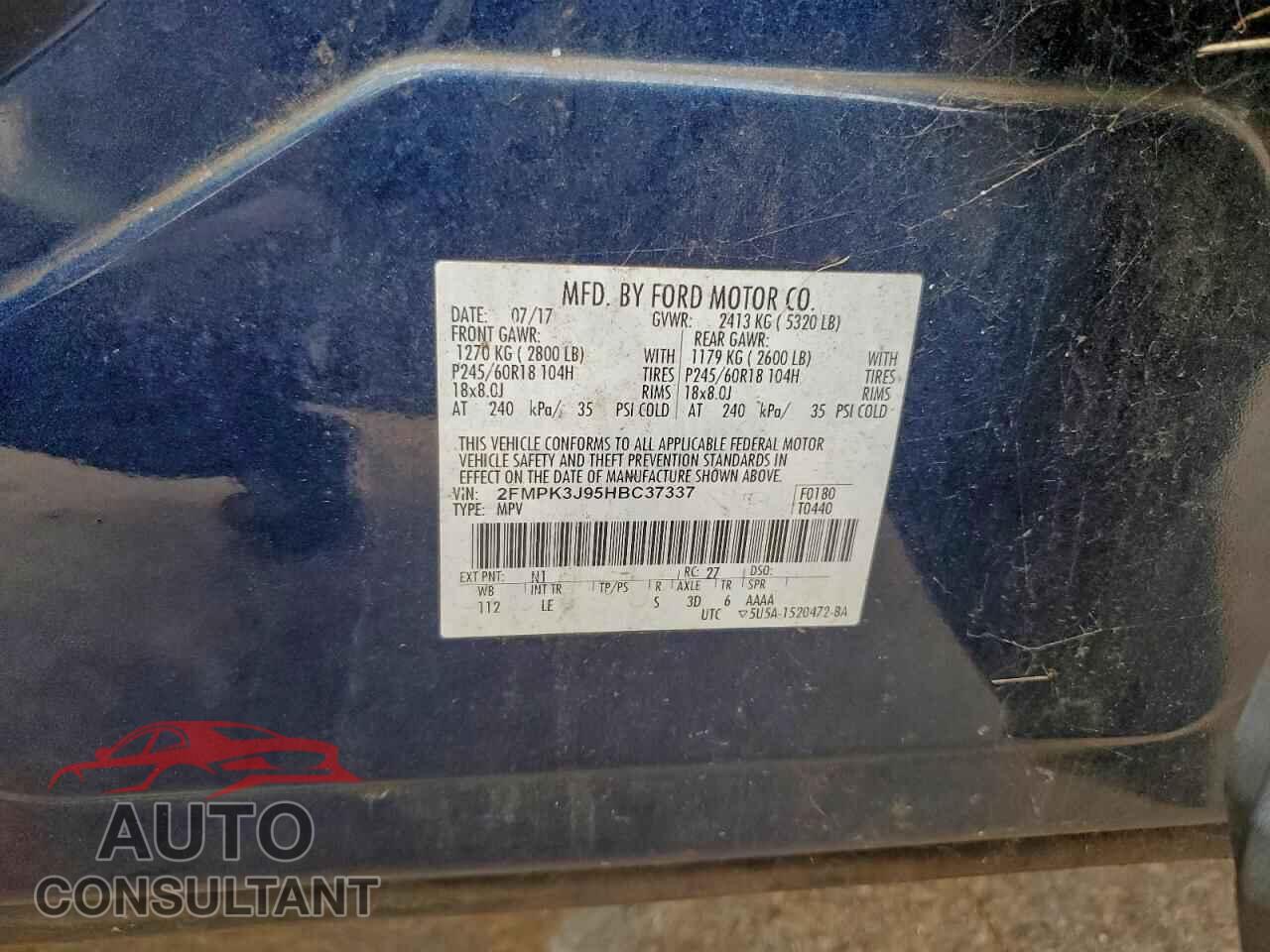 FORD EDGE 2017 - 2FMPK3J95HBC37337