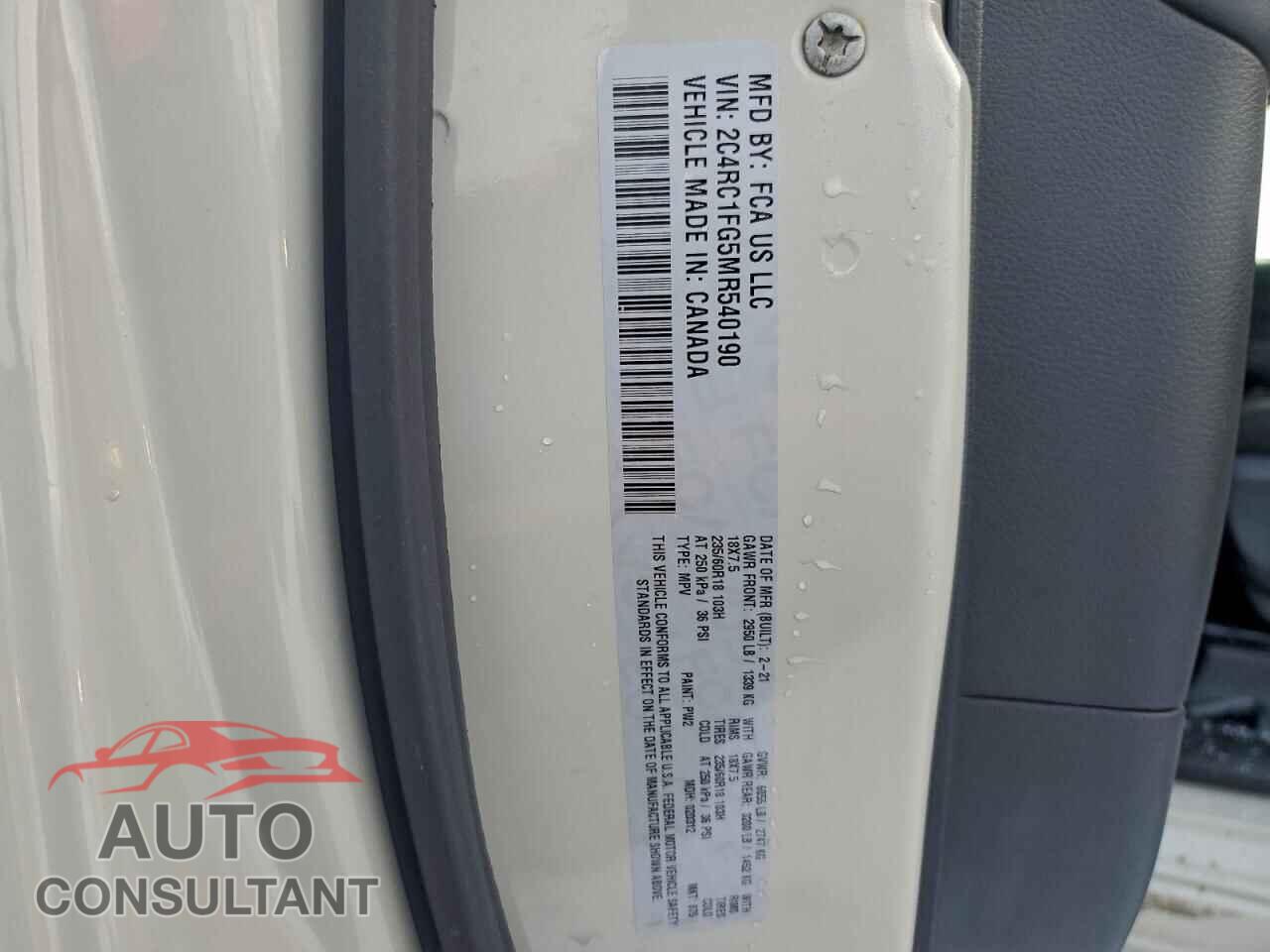 CHRYSLER PACIFICA 2021 - 2C4RC1FG5MR540190