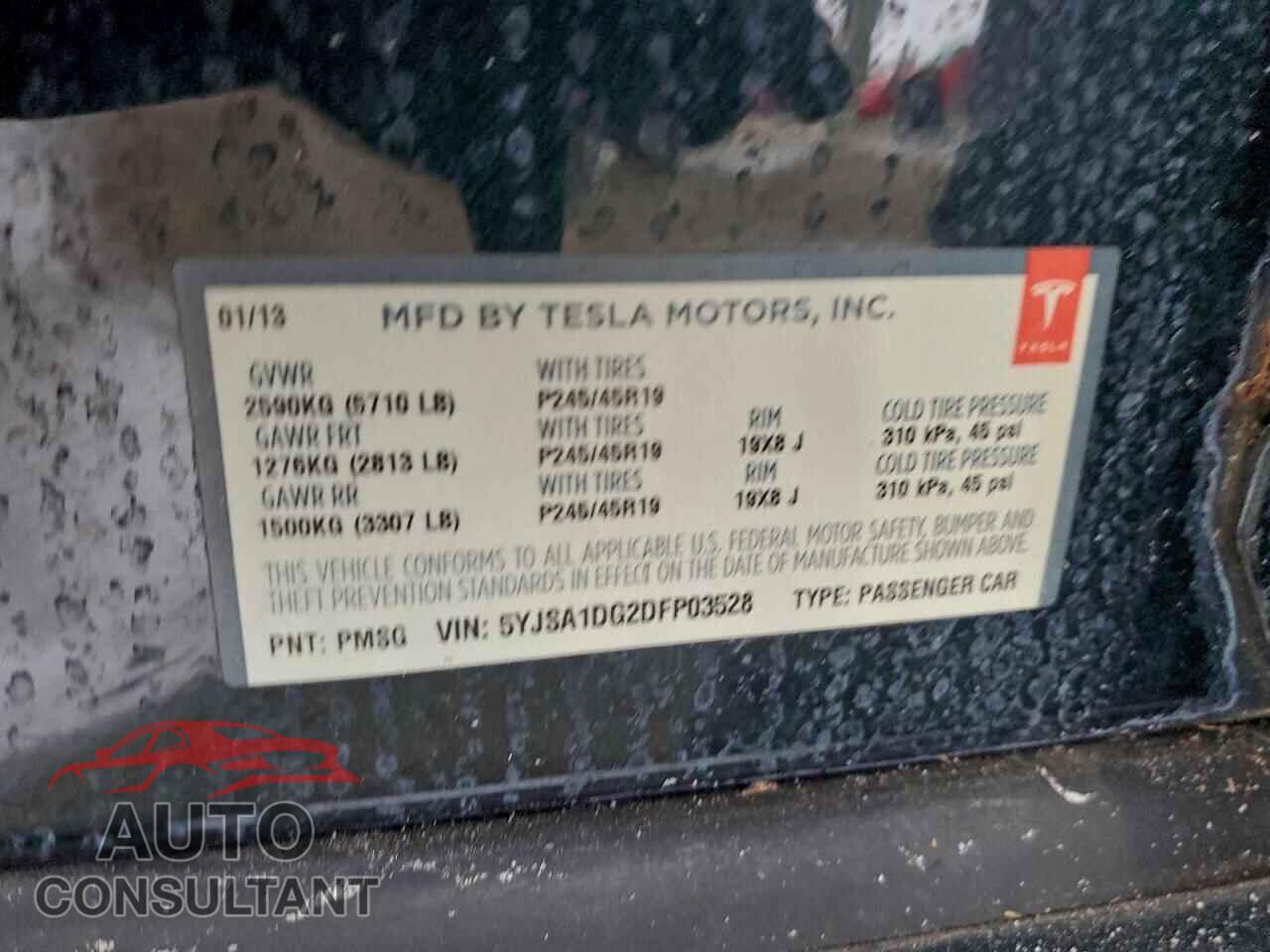 TESLA MODEL S 2013 - 5YJSA1DG2DFP03528