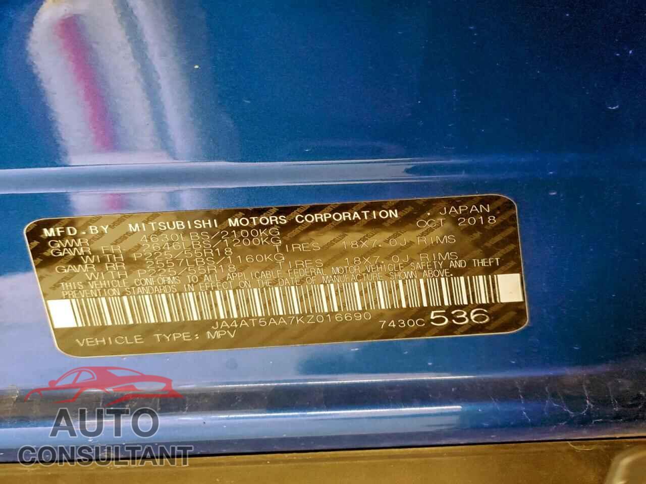 MITSUBISHI ECLIPSE 2019 - JA4AT5AA7KZ016690