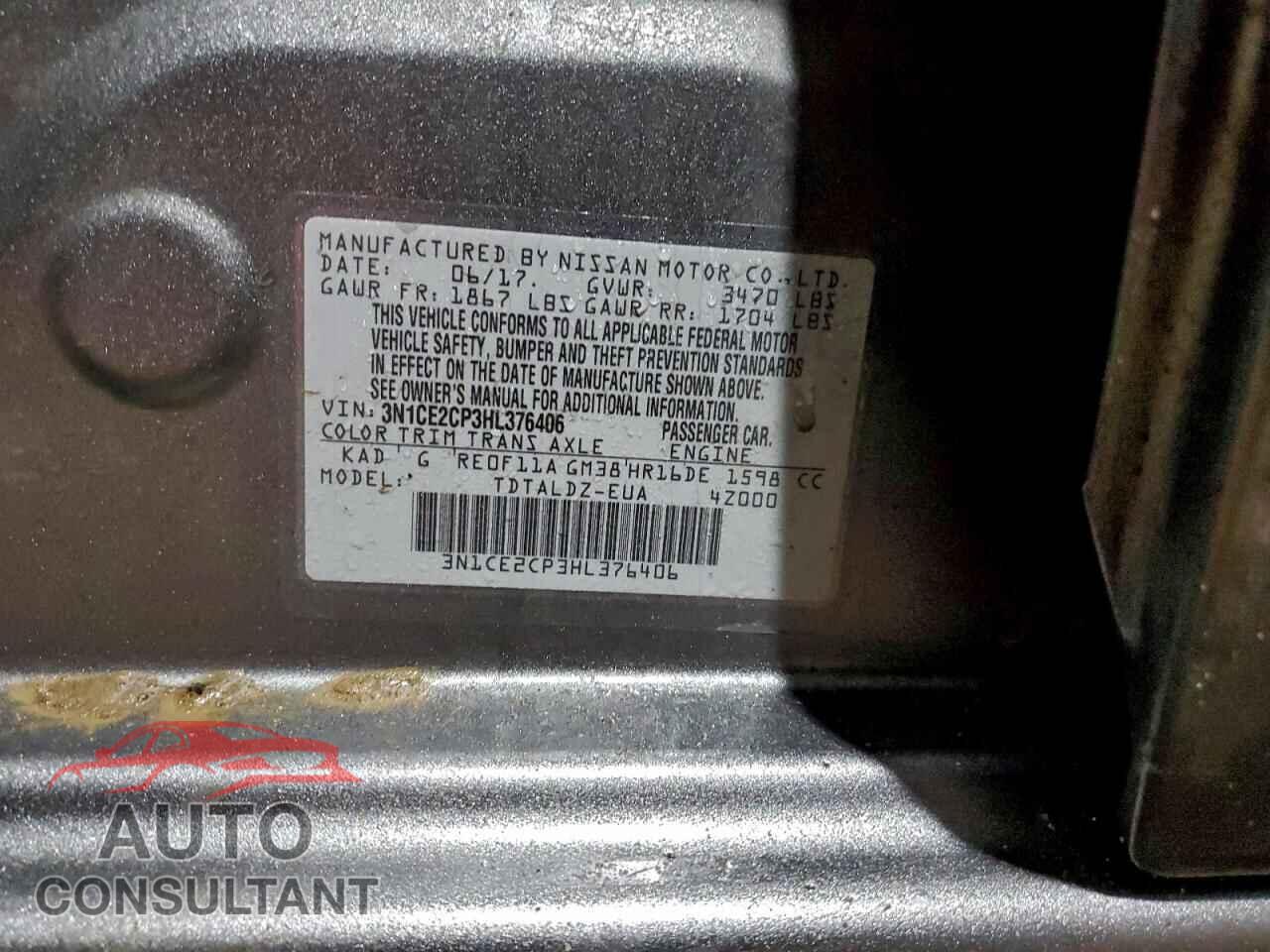 NISSAN VERSA 2017 - 3N1CE2CP3HL376406