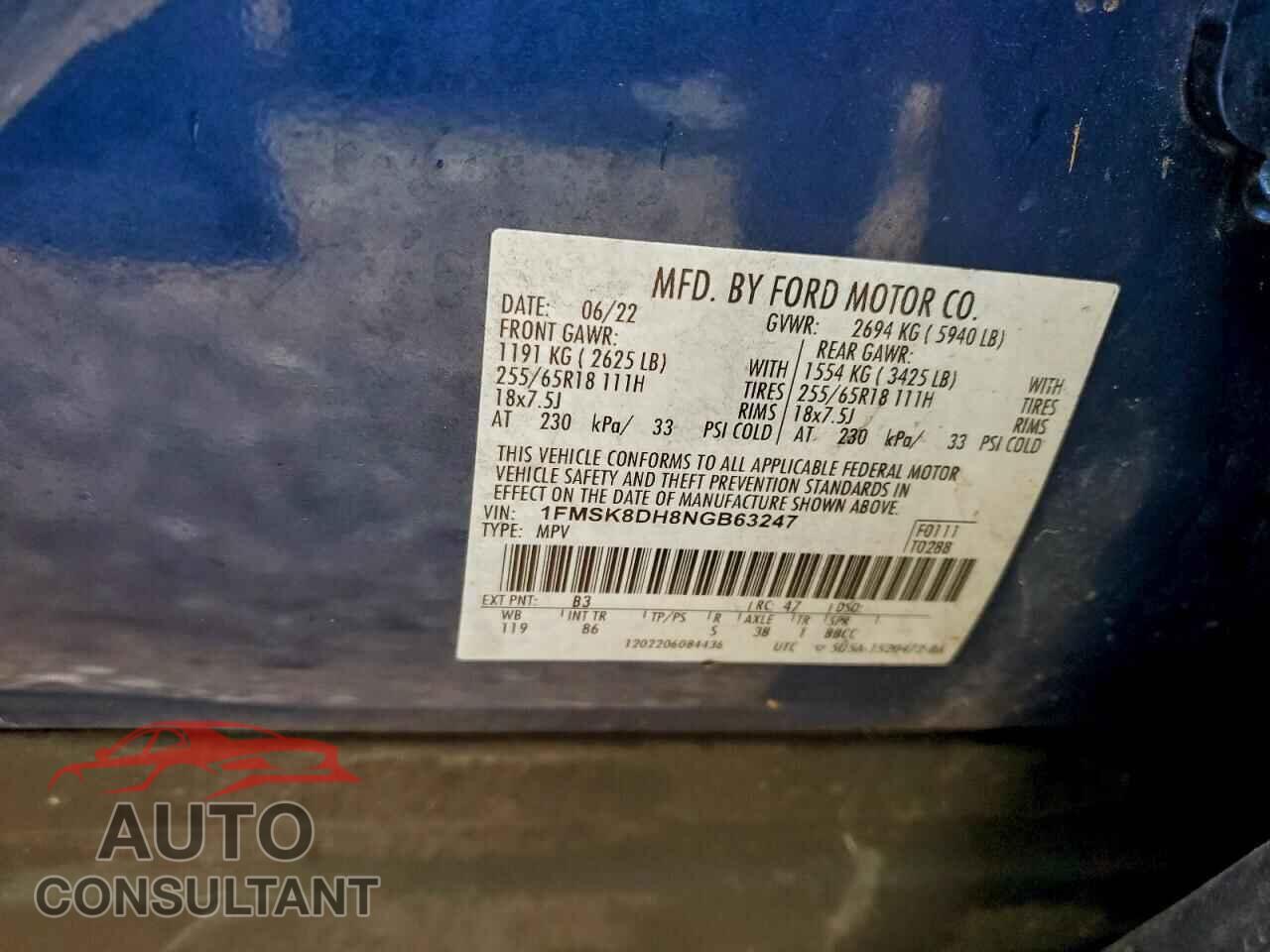 FORD EXPLORER 2022 - 1FMSK8DH8NGB63247