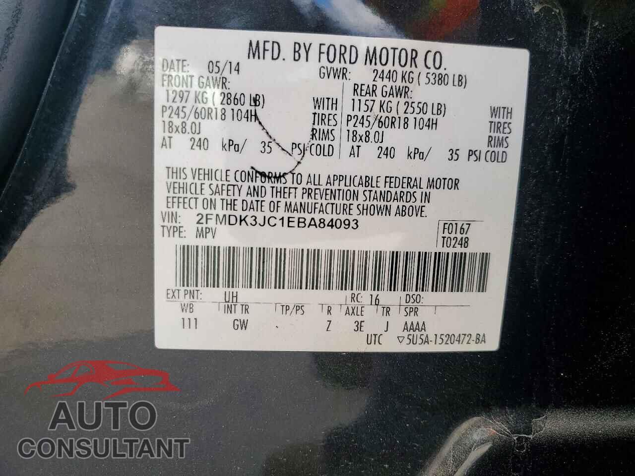 FORD EDGE 2014 - 2FMDK3JC1EBA84093