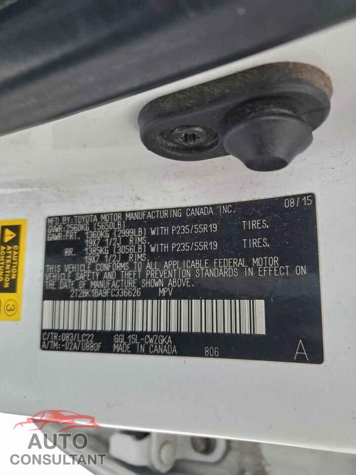 LEXUS RX350 2015 - 2T2BK1BA9FC336626