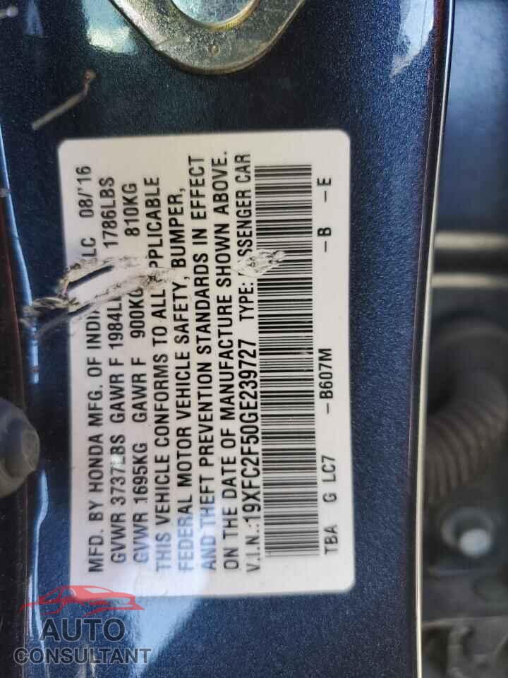 HONDA CIVIC 2016 - 19XFC2F50GE239727