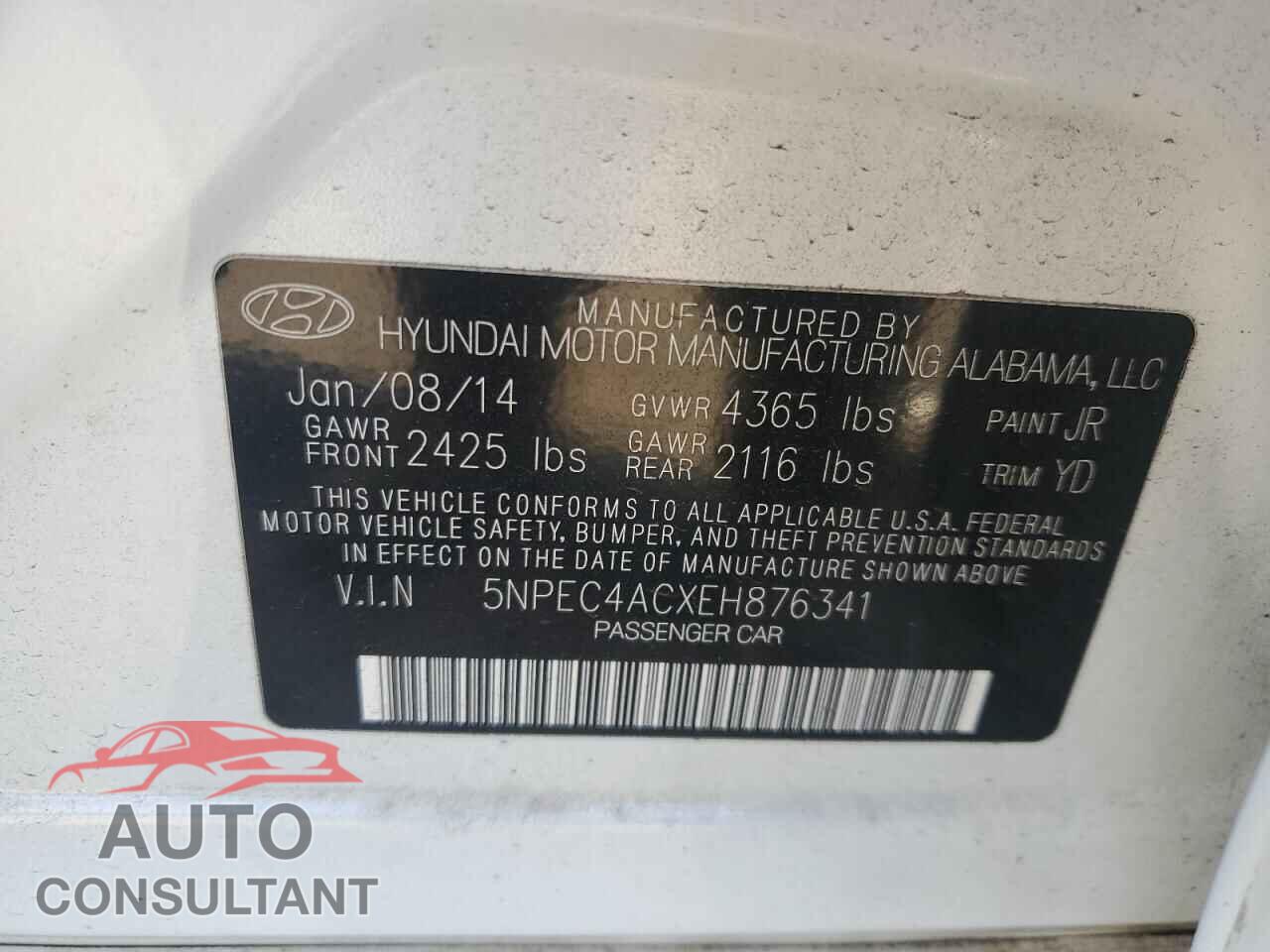 HYUNDAI SONATA 2014 - 5NPEC4ACXEH876341
